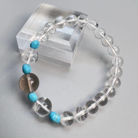 【デザインブレスレット】アリゾナターコイズ×天然ヒマラヤ水晶/Arizona Turquoise×Himalayan Quartz Design Bracelet