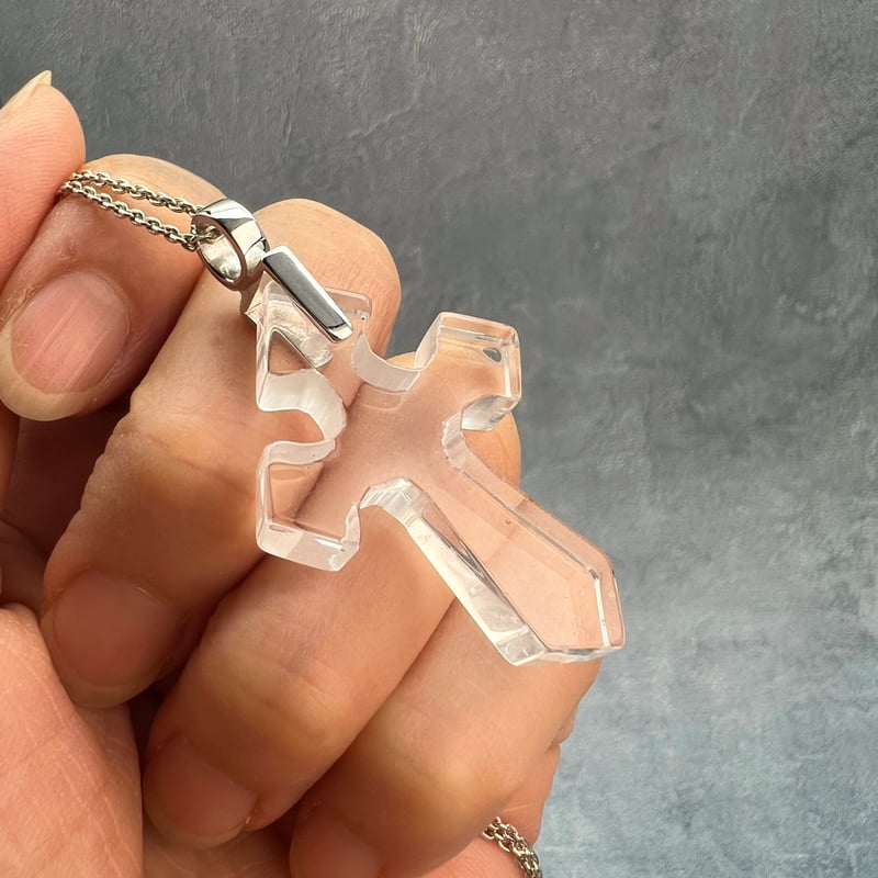 ガネッシュヒマール産】天然ヒマラヤ水晶クロスペンダントトップ②