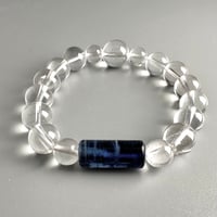 【デザインブレスレット】ネパールカイヤナイト×ガネッシュヒマール産"手磨き加工"天然ヒマラヤ水晶/Nepal Kyanite+GaneshHimal Design Bracelet