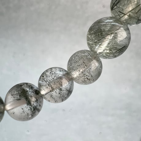 【ガネッシュヒマール産】アクチノライトイン天然ヒマラヤ水晶デザインブレスレット/Ganesh Himal Actinolite in Himalayan Quartz Design Bracelet