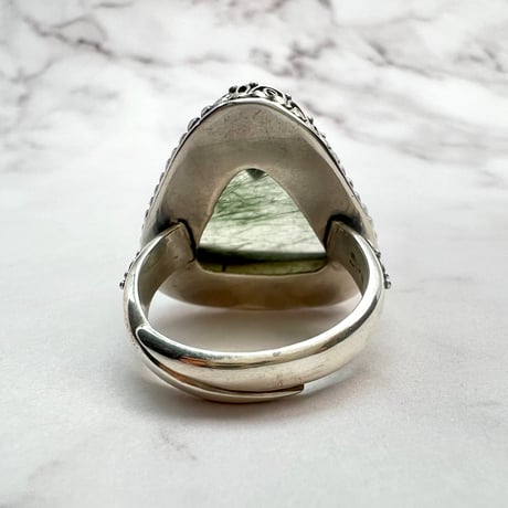 【ガネッシュヒマール産】アクチノライト&クローライトイン天然ヒマラヤ水晶S/V925リング/Ganesh Himal Actinorite&Chlorite S/V Ring