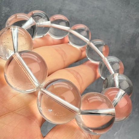 【カイラス産】"手磨き"天然ヒマラヤ水晶ブレスレット16mm内径15cm弱/Kailash Himalayan Quartz Bracelet