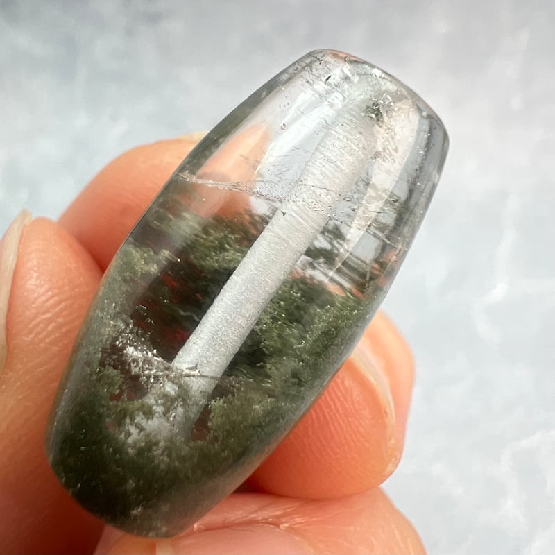 ガネッシュヒマール産】クローライトイン天然ヒマラヤ水晶 樽型ビーズ