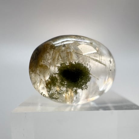 【ガネッシュヒマール産】アクチノライトイン天然ヒマラヤ水晶 樽型ビーズ/Ganesh Himal Actinolite & Chlorite in Himalayan Quartz