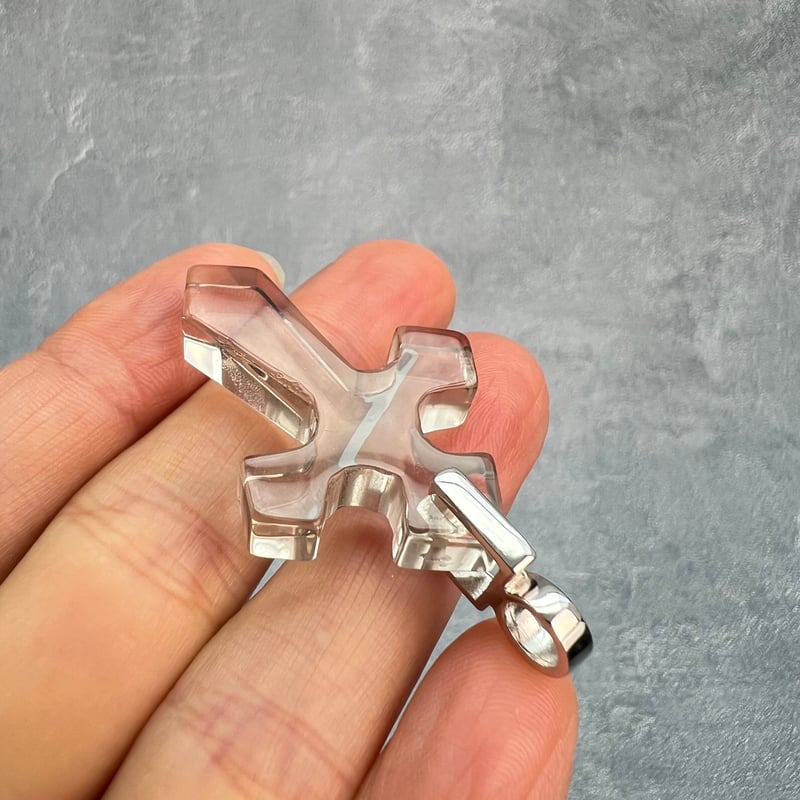 ガネッシュヒマール産】天然ヒマラヤ水晶クロスペンダントトップ