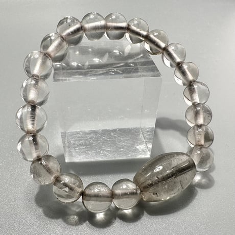 ガウリシャンカール産"手磨き加工"天然ヒマラヤスモーキークォーツデザインブレスレット① 内径14/Gaurishankar Himalayan Smoky Quartz Design Bracelet