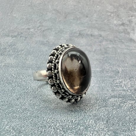 【ガウリシャンカール産】天然ヒマラヤスモーキークォーツ シルバー925デザインリング/GauriShankar Smoky Quartz Silver925 Design Ring