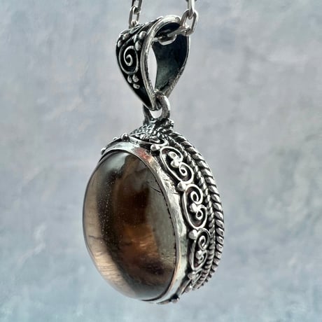 【ガウリシャンカール産】天然ヒマラヤスモーキークォーツ シルバー925ペンダントトップ/GauriShankar Smoky Quartz Silver925 Pendant Top
