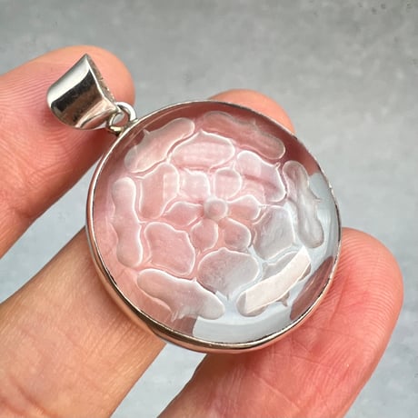 【ガネッシュヒマール産】天然ヒマラヤ水晶"蓮の花"シルバー925ペンダントトップ②/Ganesh Himal Himalayan Quartz "Lotus "S/V925 Pendant top