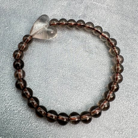 【ガウリシャンカール産】天然ヒマラヤスモーキークォーツ"ハート"デザインブレスレット/GauriShankar Himalayan Smoky Quartz "Heart"Bracelet