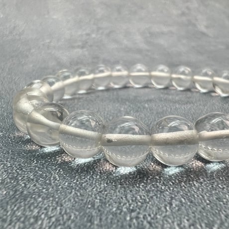 【ガネッシュヒマール産】"手磨き"天然ヒマラヤ水晶ブレスレット8mm内径17cm/Ganesh Himal Himalayan Quartz Bracelet