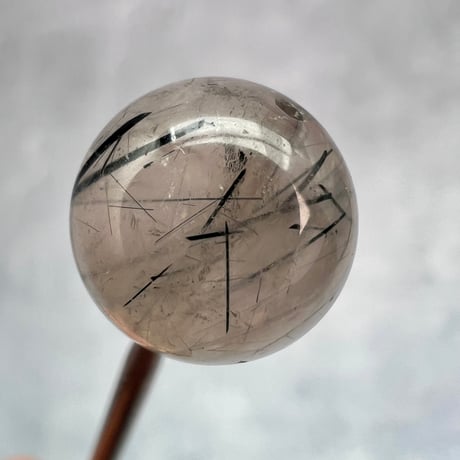 【ガネッシュヒマール産】アクチノライトイン天然ヒマラヤ水晶ビーズ⑪/Ganesh Himal Actinolite in Himalayan Quartz beads