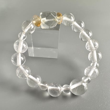 【デザインブレスレット】シトリン＋カイラス産＋アンナプルナ産"手磨き加工"天然ヒマラヤ水晶/Citrine + Kailash + Annapurna Himalayan Quartz
