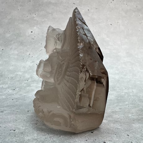 【ガウリシャンカール産】天然ヒマラヤスモーキークォーツ "グリーンターラ"仏像/Gaurishankar HimalayanSmoky "Green Tara"Statue