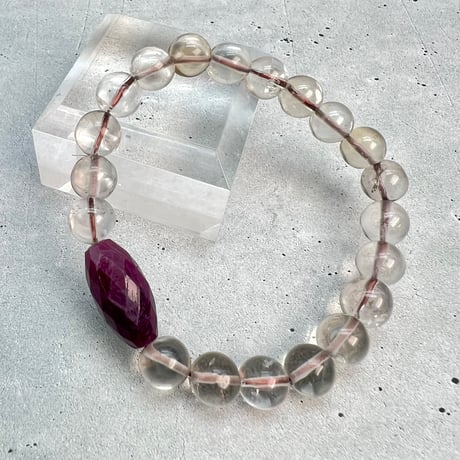 【デザインブレスレット】ガウリシャンカール産スモーキー×天然ルビーデザインブレスレット/GauriShankar Smoky×Ruby Design Bracelet