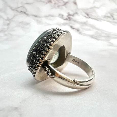 【ガネッシュヒマール産】アクチノライト&クローライトイン天然ヒマラヤ水晶S/V925リング/Ganesh Himal Actinorite&Chlorite S/V Ring