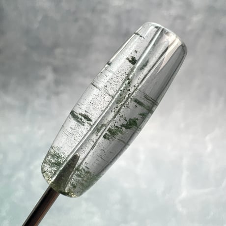 【ガネッシュヒマール産】クローライトイン天然ヒマラヤ水晶 樽型ビーズ⑬/Ganesh Himal Chlorite in Himalayan Quartz barrel beads