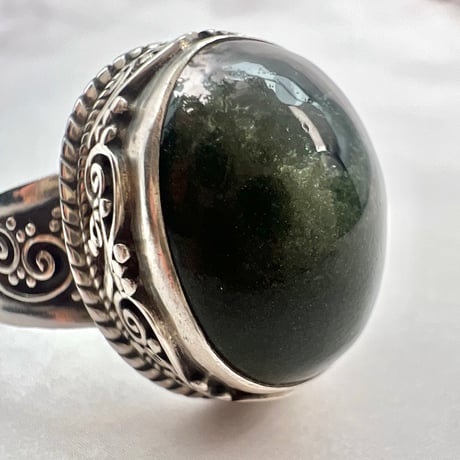 【ガネッシュヒマール産】クローライトイン天然ヒマラヤ水晶S/V925リング/Ganesh Himal Chlorite in Himalayan Quartz S/V925 Ring