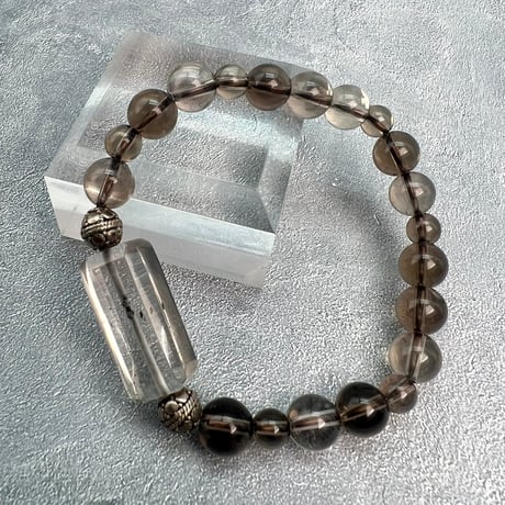 【ガウリシャンカール産】"手磨き加工"天然ヒマラヤスモーキークォーツデザインブレスレット/Gaurishankar Himalayan Smoky Quartz Design Bracelet