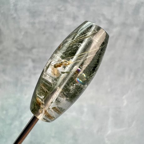 【ガネッシュヒマール産】アクチノライト&クローライトイン天然ヒマラヤ水晶 樽型ビーズ/Ganesh Himal Actinolite&Chlorite in Barrel Beads