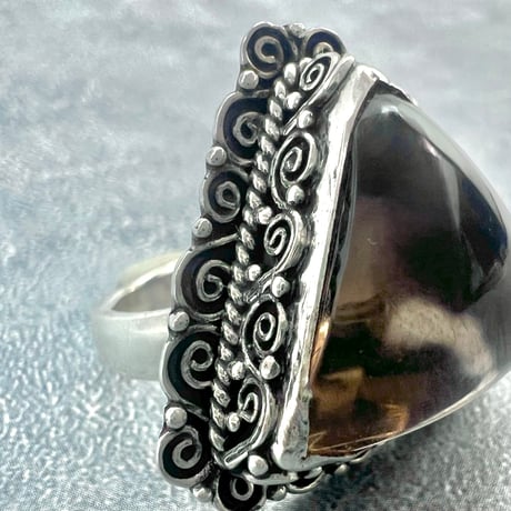 【ガウリシャンカール産】天然ヒマラヤスモーキークォーツ シルバー925デザインリング/GauriShankar Smoky Quartz Silver925 Design Ring