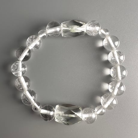【デザインブレスレット】カイラス産＋アンナプルナ産"手磨き加工"天然ヒマラヤ水晶/Kailash + Annapurna Himalayan Quartz  Design Bracelet