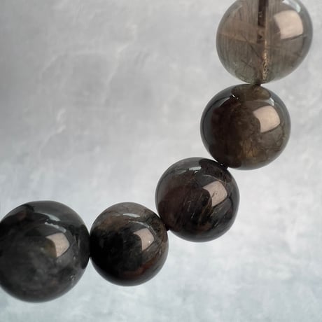 【ガネッシュヒマール産】アクチノライトイン天然ヒマラヤ水晶ブレスレット⑥/Ganesh Himal Actinorite in Himalayan Quartz Bracelet