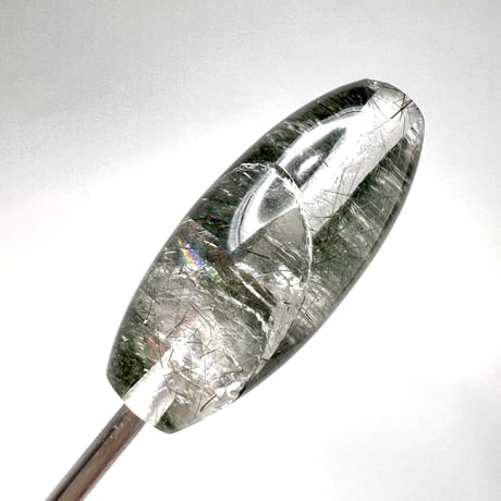 【ガネッシュヒマール産】アクチノライト&クローライトイン天然ヒマラヤ水晶 樽型ビーズ/Ganesh Himal Actinolite&Chlorite in Himalayan Quartz
