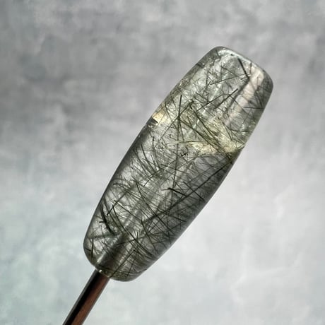 【ガネッシュヒマール産】アクチノライトイン天然ヒマラヤ水晶 樽型ビーズ③/Ganesh Himal Actinolite in Himalayan Quartz barrel beads