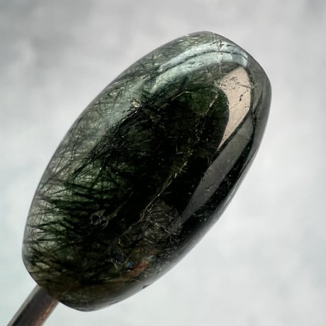 【ガネッシュヒマール産】アクチノライトイン天然ヒマラヤ水晶 樽型ビーズ⑳/Ganesh Himal Actinolite in Himalayan Quartz barrel beads