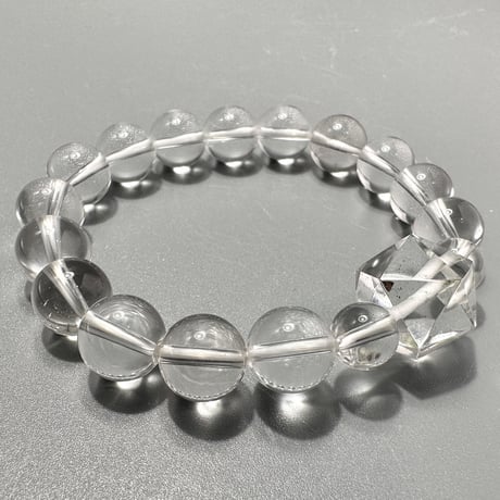 【デザインブレスレット】ガネッシュヒマール産ヒマラヤ水晶"イコサヘドロン" 内径14/GaneshHimal"Icosahedron"