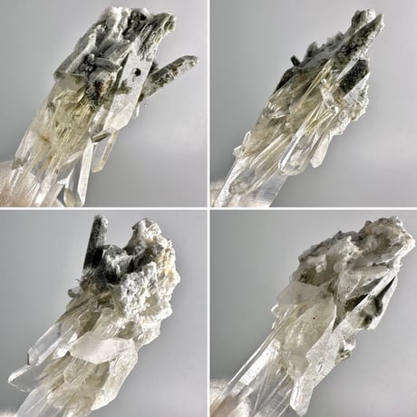 【ガネッシュヒマール産】アクチノライト&クローライトイン天然ヒマラヤ水晶ミニポイント"UU"/Ganesh Himal Actinolite&Chlorite in Himalayan Quartz