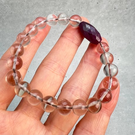 【デザインブレスレット】ガウリシャンカール産スモーキー×天然ルビーデザインブレスレット/GauriShankar Smoky×Ruby Design Bracelet