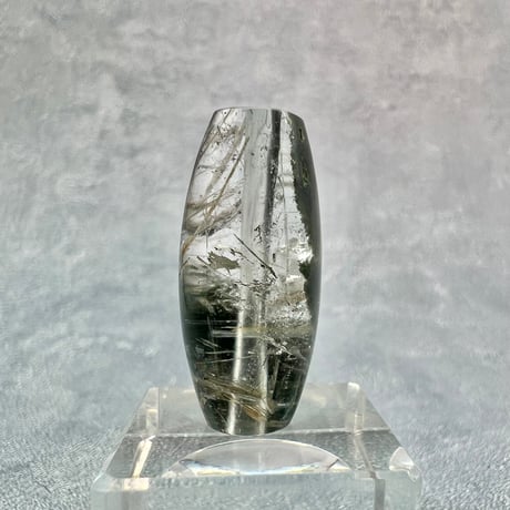 【ガネッシュヒマール産】アクチノライト&クローライトイン天然ヒマラヤ水晶 樽型ビーズ/Ganesh Himal Actinolite&Chlorite in Barrel Beads