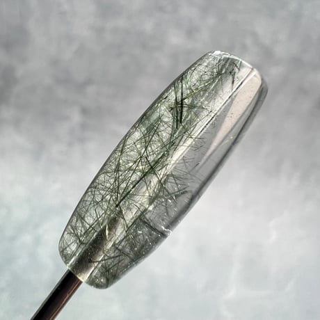 【ガネッシュヒマール産】アクチノライトイン天然ヒマラヤ水晶 樽型ビーズ⑨/Ganesh Himal Actinolite in Himalayan Quartz barrel beads
