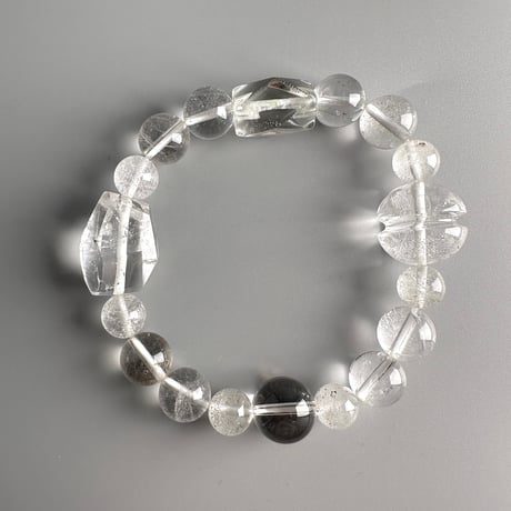 カイラス産"手磨き"天然ヒマラヤ水晶デザインブレスレット/Kailash Himalayan Quartz Design Bracelet