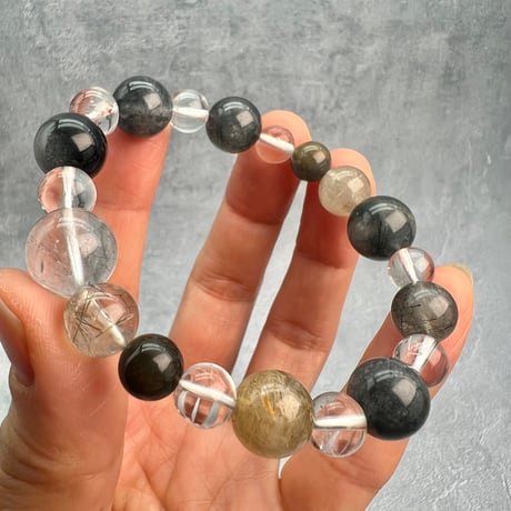 【デザインブレスレット】ガネッシュヒマール×カイラス天然ヒマラヤ水晶デザインブレスレット/Ganesh Himal×Kailash Himalayan Quartz Design Bracelet