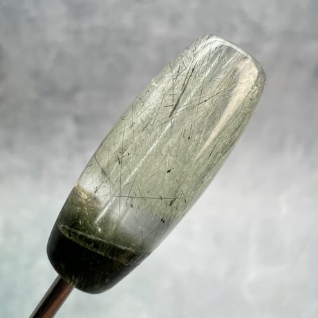 【ガネッシュヒマール産】アクチノライト&クローライトイン天然ヒマラヤ水晶 樽型ビーズ⑭/Ganesh Himal Actinolite&Chlorite in barrel beads