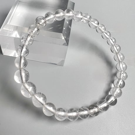 【カイラス産】"手磨き加工"天然ヒマラヤ水晶ブレスレット(5~7mm内径16cm)/Kailash Himalayan Quartz Bracelet