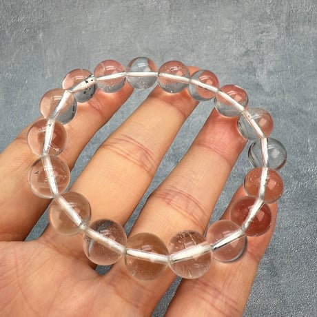【カイラス産】"手磨き加工"天然ヒマラヤ水晶ブレスレット①10mm内径15cm /Kailash Himalayan Quartz Bracelet