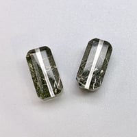 Mt.Fuji浄化🗻 【ガネッシュヒマール産】クローライトインヒマラヤ水晶"手磨き加工"スクエアビーズ2P1⃣/Ganesh Himal Chlorite  in Himalayan Quartz