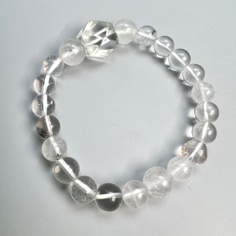 【カイラス産】"手磨き"天然ヒマラヤ水晶デザインブレスレット/Kailash Himalayan Quartz Design Bracelet