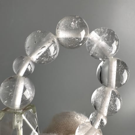 【デザインブレスレット】カイラス産＋アンナプルナ産"手磨き加工"天然ヒマラヤ水晶/Kailash + Annapurna Himalayan Quartz  Design Bracelet