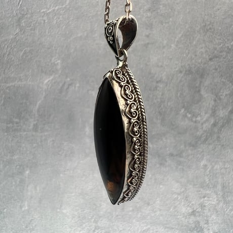 【ガウリシャンカール産】天然ヒマラヤスモーキークォーツ シルバー925ペンダントトップ/GauriShankar Smoky Quartz Silver925 Pendant Top