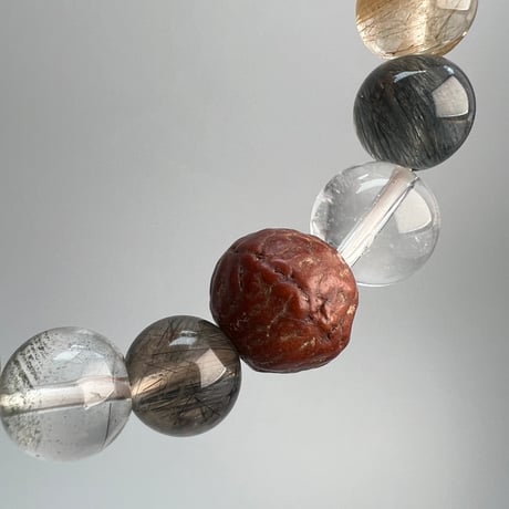 【デザインブレスレット】ガネッシュヒマール産天然ヒマラヤ水晶×鳳眼菩提樹ビーズ Ganesh Himal Himalayan Quartz × Bodhi Beads Bracelet