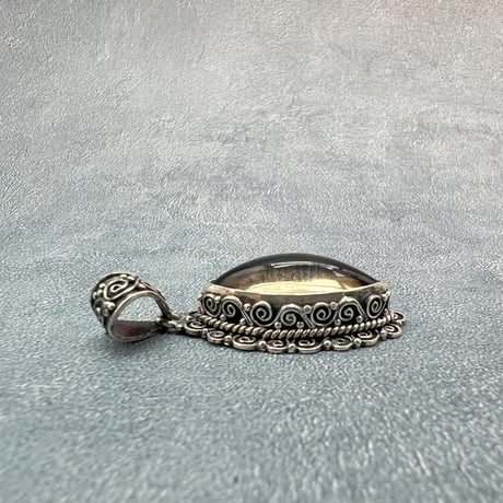 【ガウリシャンカール産】天然ヒマラヤスモーキークォーツ シルバー925ペンダントトップ/GauriShankar Smoky Quartz Silver925 Pendant Top