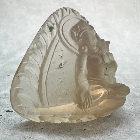 【ガウリシャンカール産】天然ヒマラヤレモンスモーキークォーツ "ホワイトターラ"仏像/Gaurishankar Himalayan Lemon Smoky "Green Tara"Statue