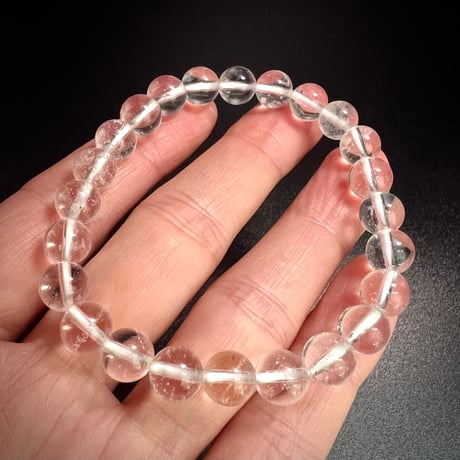 【アンナプルナ産】"手磨き加工"天然ヒマラヤ水晶ブレスレット8mm内径16cm/Annapurna Himalayan Quartz  Bracelet①