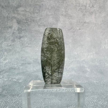 【ガネッシュヒマール産】アクチノライトイン天然ヒマラヤ水晶 樽型ビーズ⑧/Ganesh Himal Actinolite in Himalayan Quartz barrel beads