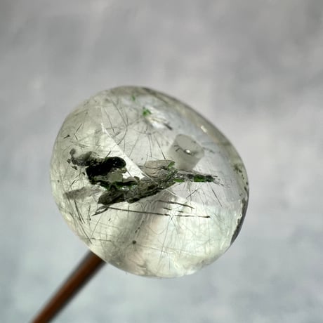 【ガネッシュヒマール産】アクチノライトイン天然ヒマラヤ水晶 タイヤ型ビーズ⑥/Ganesh Himal Actinolite in Himalayan Quartz Tire beads